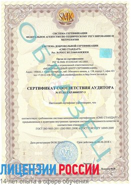 Образец сертификата соответствия аудитора №ST.RU.EXP.00005397-3 Заречный Сертификат ISO/TS 16949